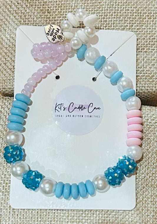 Pink Blue Stretchy Bracelet