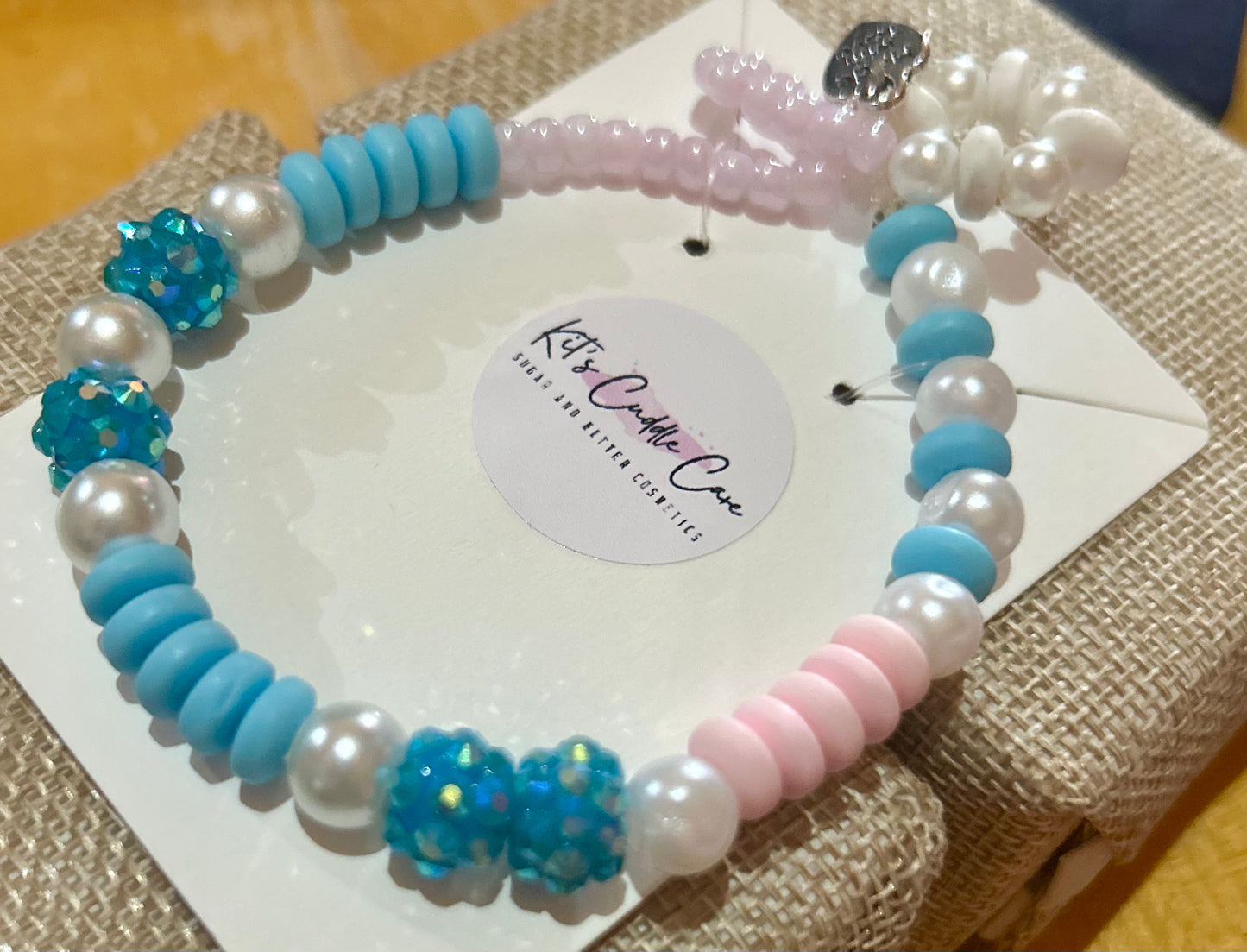 Pink Blue Stretchy Bracelet